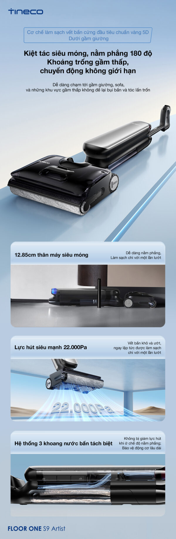 Máy lau sàn hút bụi Tineco Floor One S9 Artist