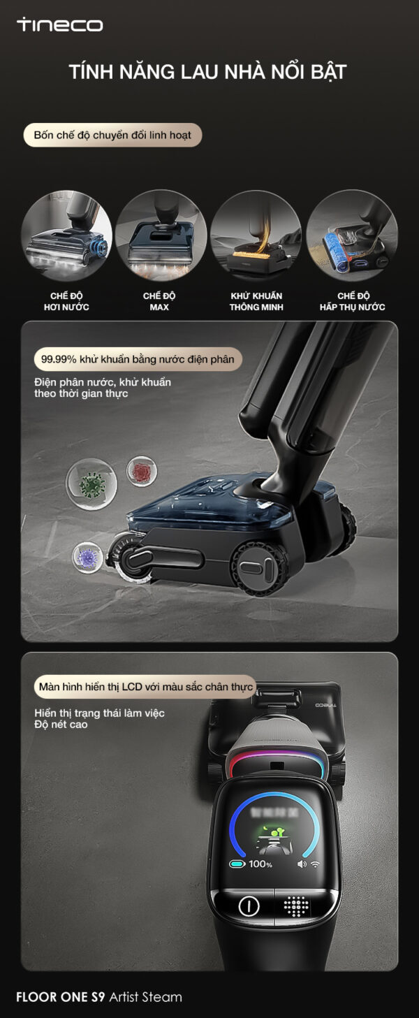 Máy lau sàn hút bụi Tineco Floor One S9 Artist Steam