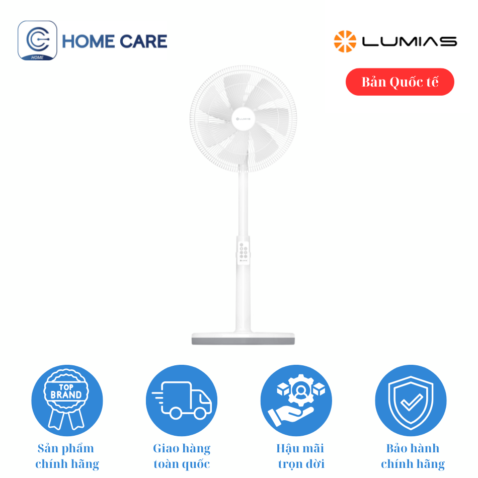 Quạt cây Lumias màu trắng F08E – 28W, 7 cấp độ gió