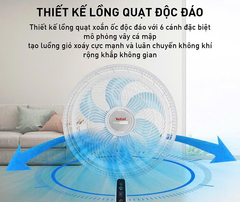 Quạt đứng điều khiển từ xa Tefal Turbo Silence VH679990