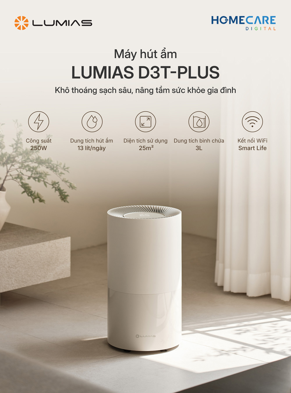 Máy hút ẩm Lumias D3T-PLUS - 13L