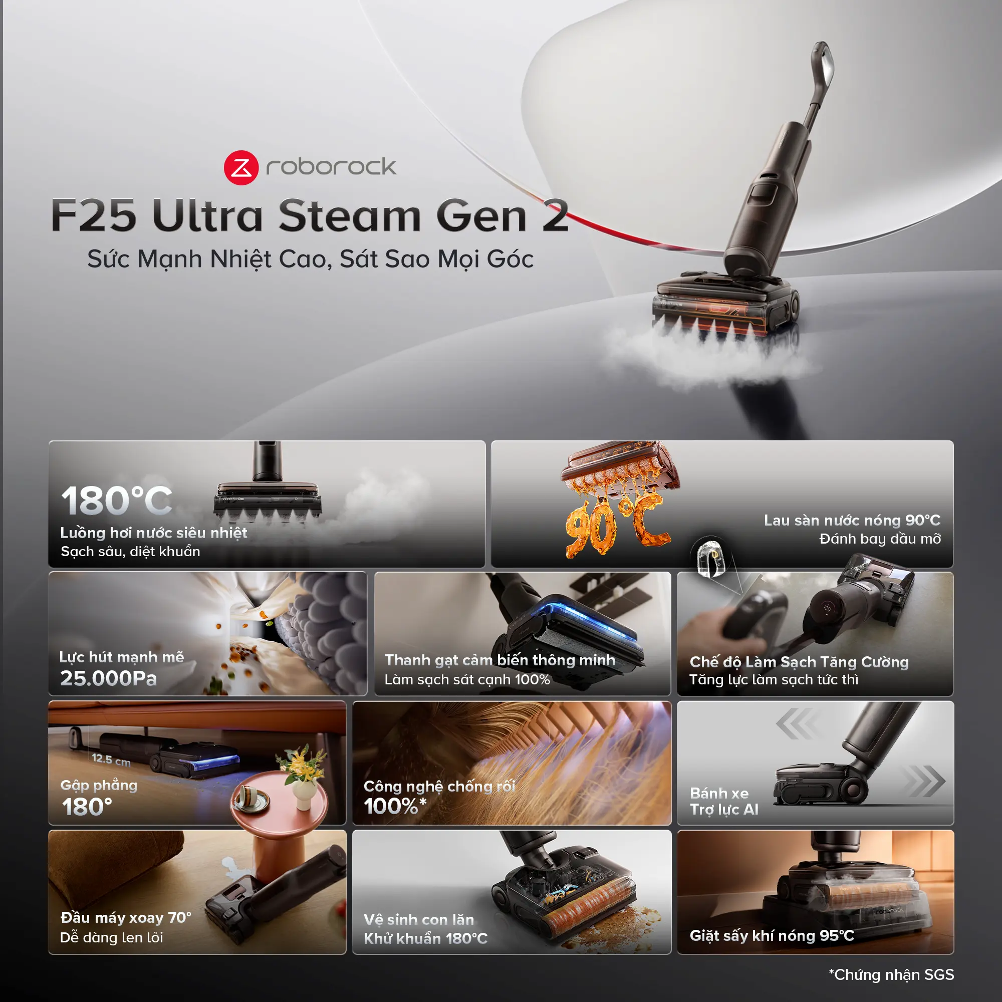 Máy hút bụi lau sàn hơi nước F25 Ultra Steam Gen 2